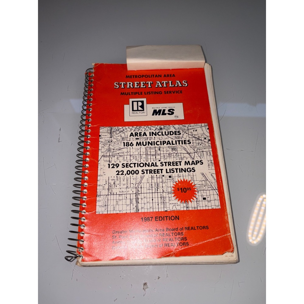 Vintage 1987 Hudson's Metropolitan Area Street Atlas Twin Cities MLS Realtor Map